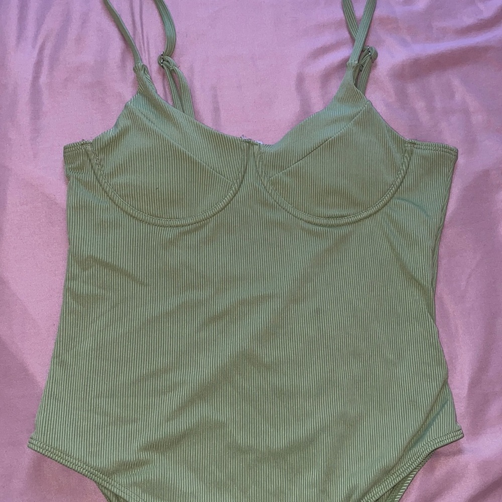 Shein green one piece swim suit
